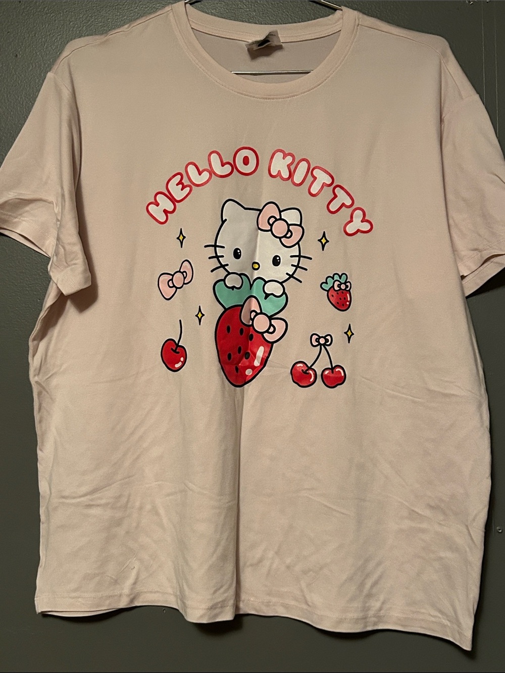 Hello Kitty Pink Graphic Tee with Strawberry & Cherries